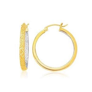 Slender Petite Patterned Hoop Earring in Two-Tone